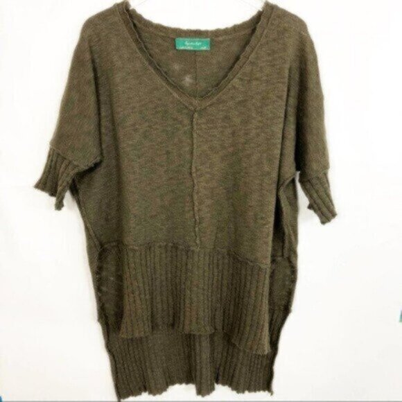 Signature 8 | Women's Green Slub Knit Hi Low Tunic Sweater Size Small - Picture 1 of 8